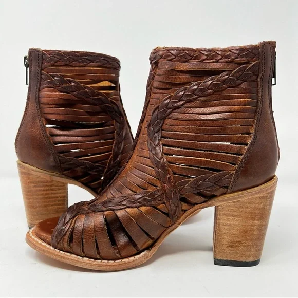 Freebird Braided Cutout Ankle Booties - Brown - Picture 3 of 10